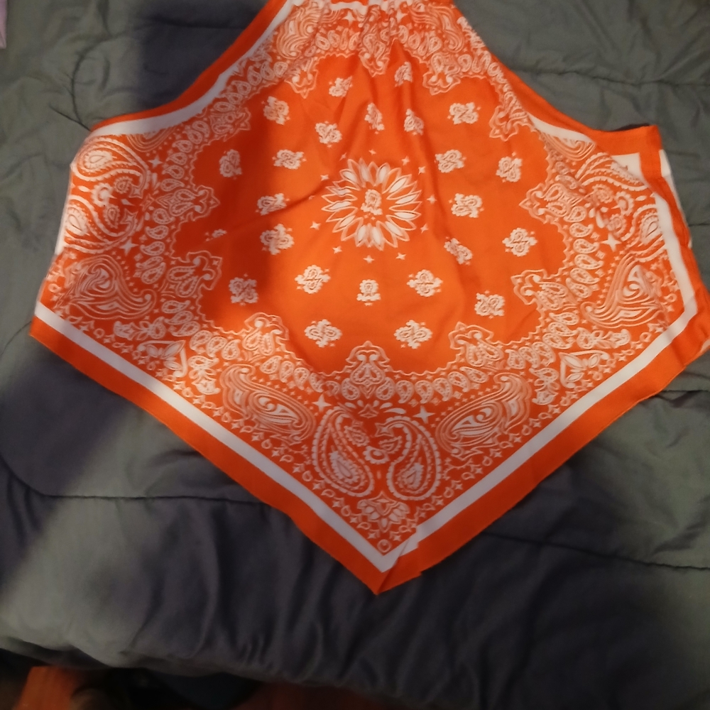 Orange and White Bandana Scarf